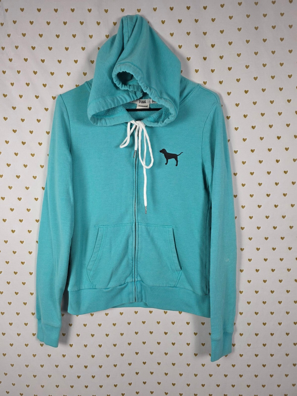 Victorias Secret Pink FLORAL 86 Full zip hoodie Jacket SMALL Teal