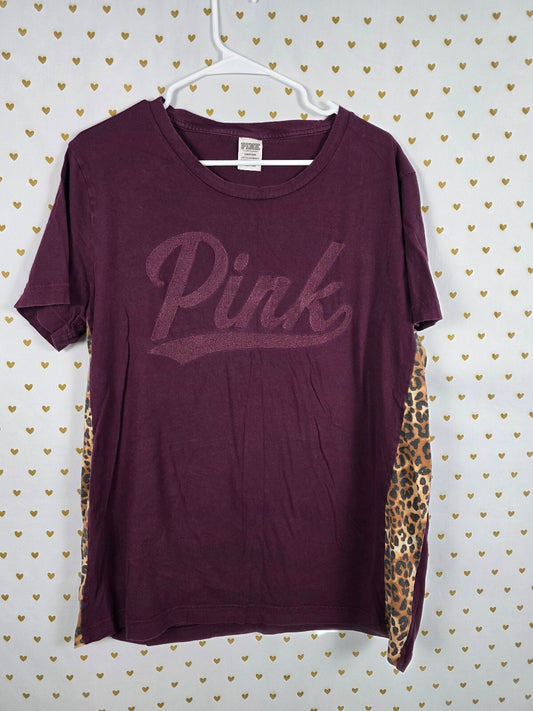 Victorias Secret PINK Leopard Cheetah Logo Tee shirt LARGE