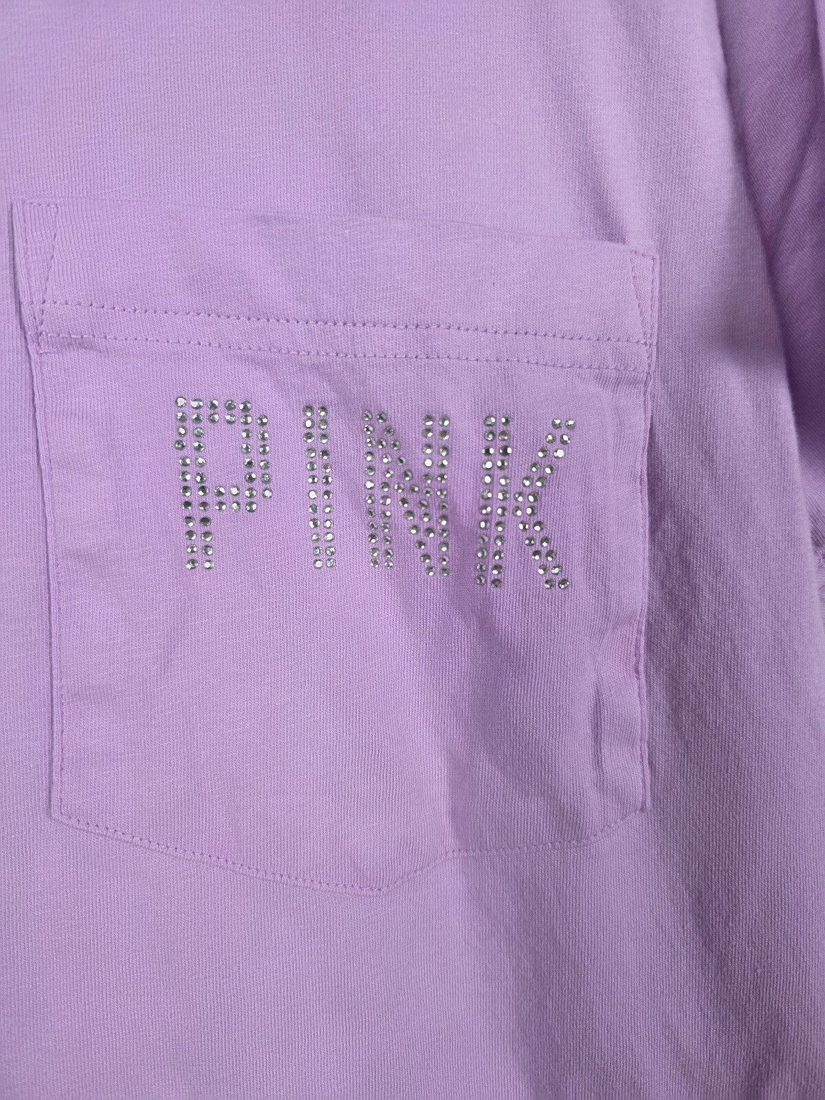 Victorias Secret PINK Purple BLING Rhinestone studded tee shirt Medium
