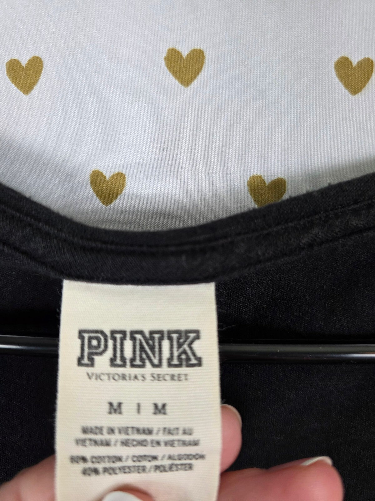 Victoria's Secret PINK Vintage Black Reversible Sequin Skull Heart Eyes Tee M