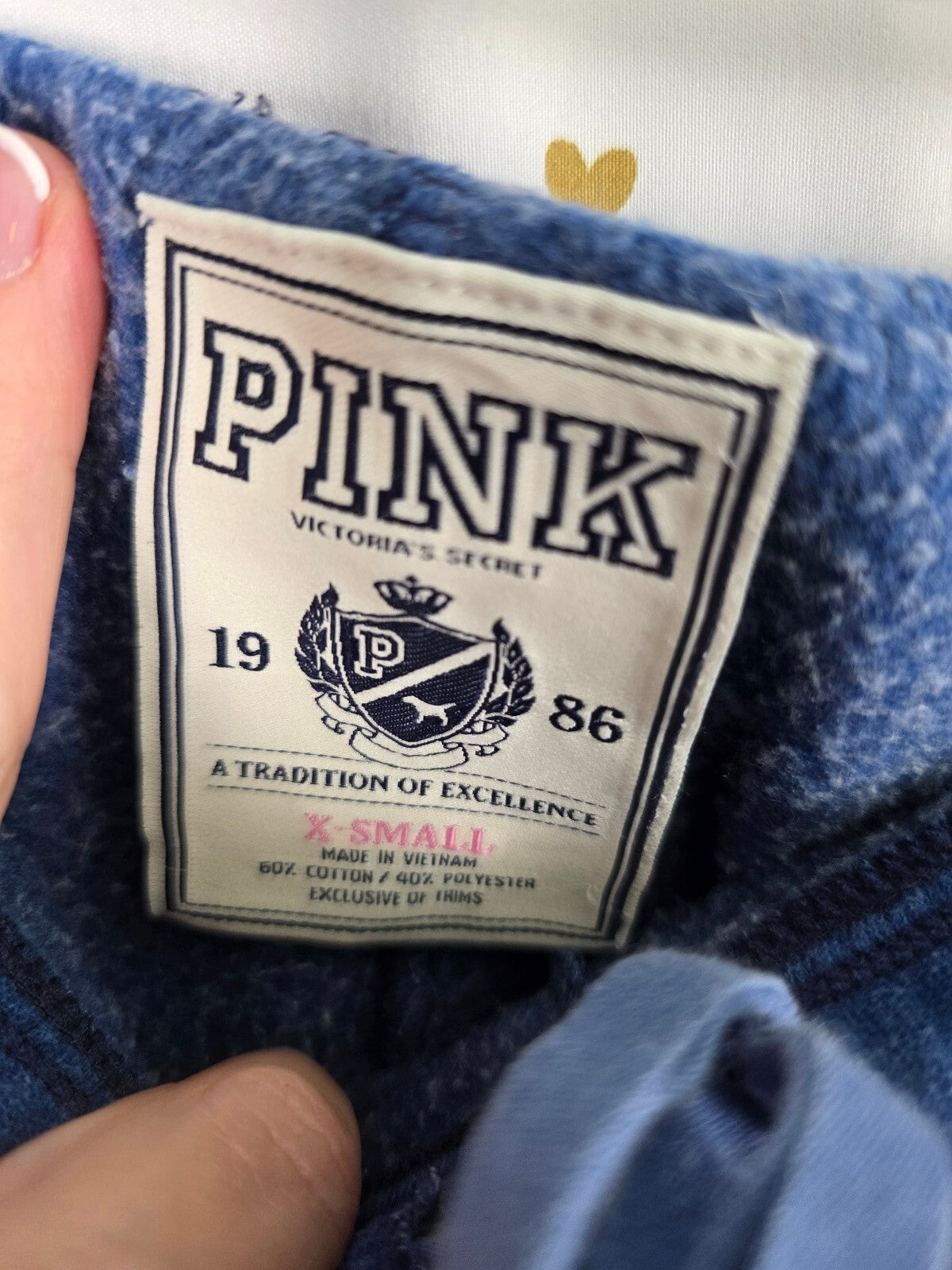 Victorias Secret PINK Blue XS Vintage Y2k University Embroidered Sweats
