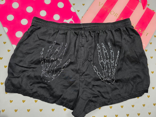 Victorias Secret PINK Skeleton BLING Large Sleep Shorts Boxers Pajama Bottoms
