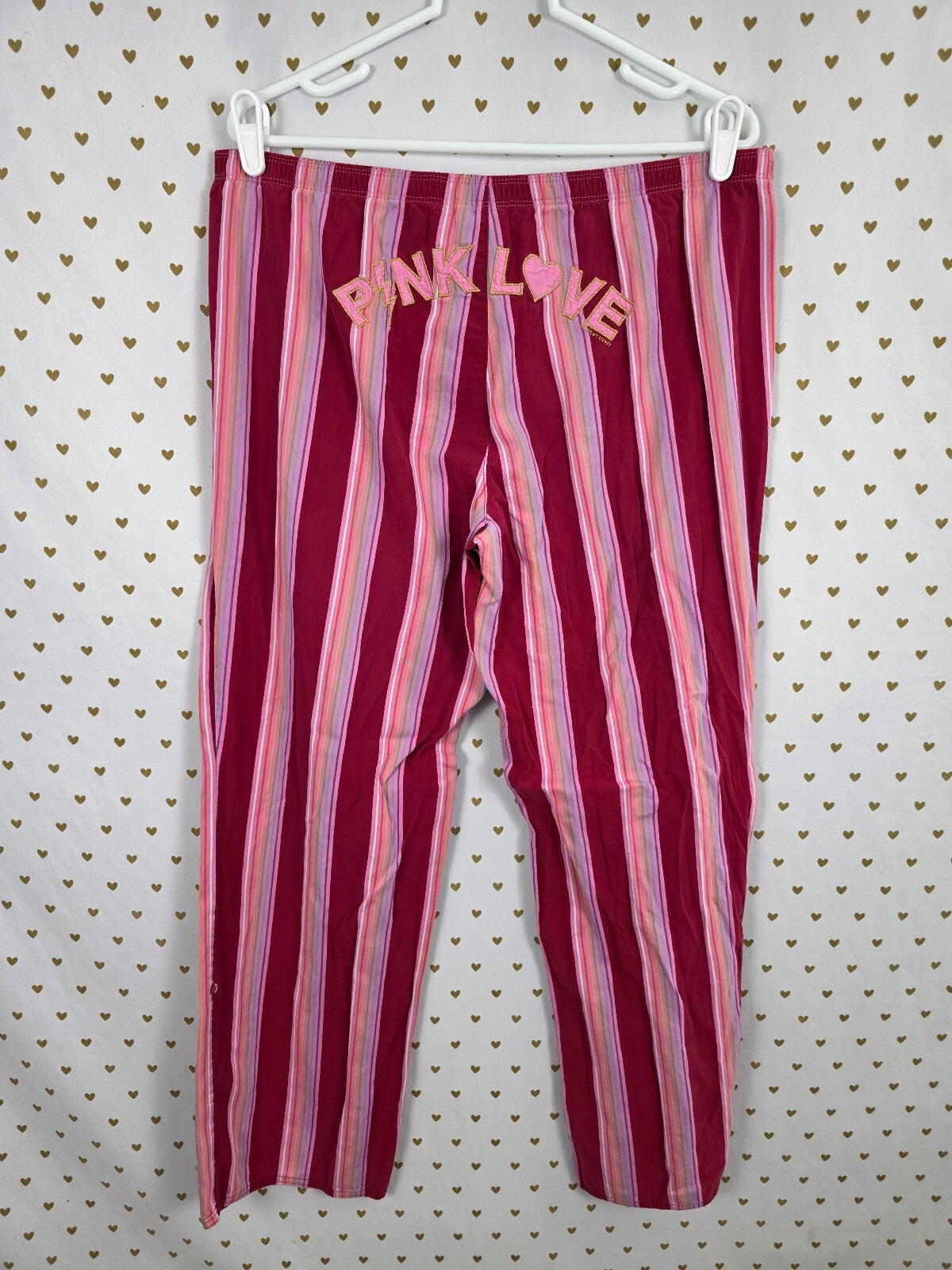Victorias Secret Pink Striped Vintage Y2k Sleep Rock Roll Pants Pajama  Bottoms