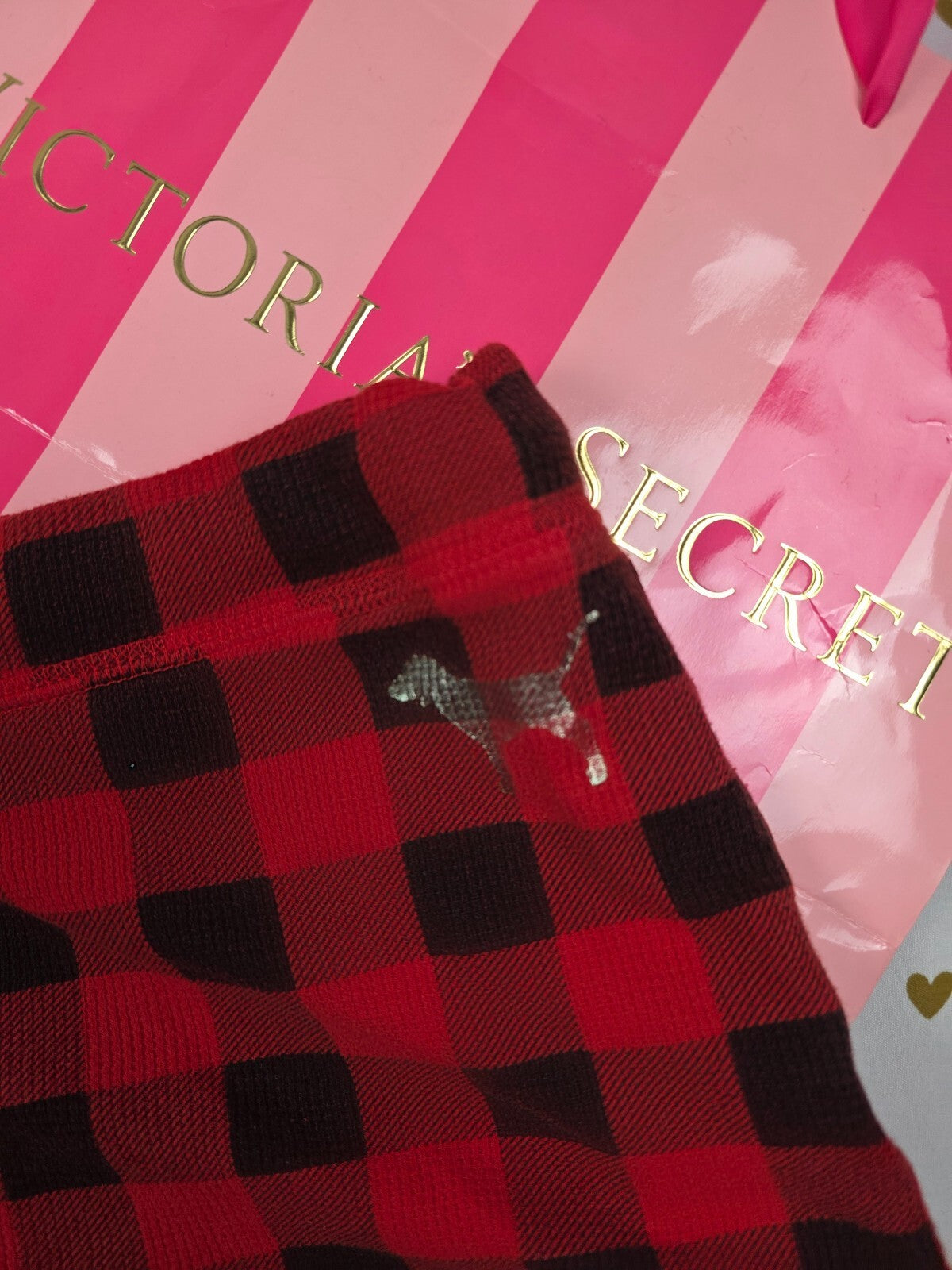Victorias Secret PINK Buffalo Plaid Ruffle Sleep Shorts Boxers Pajama Bottoms