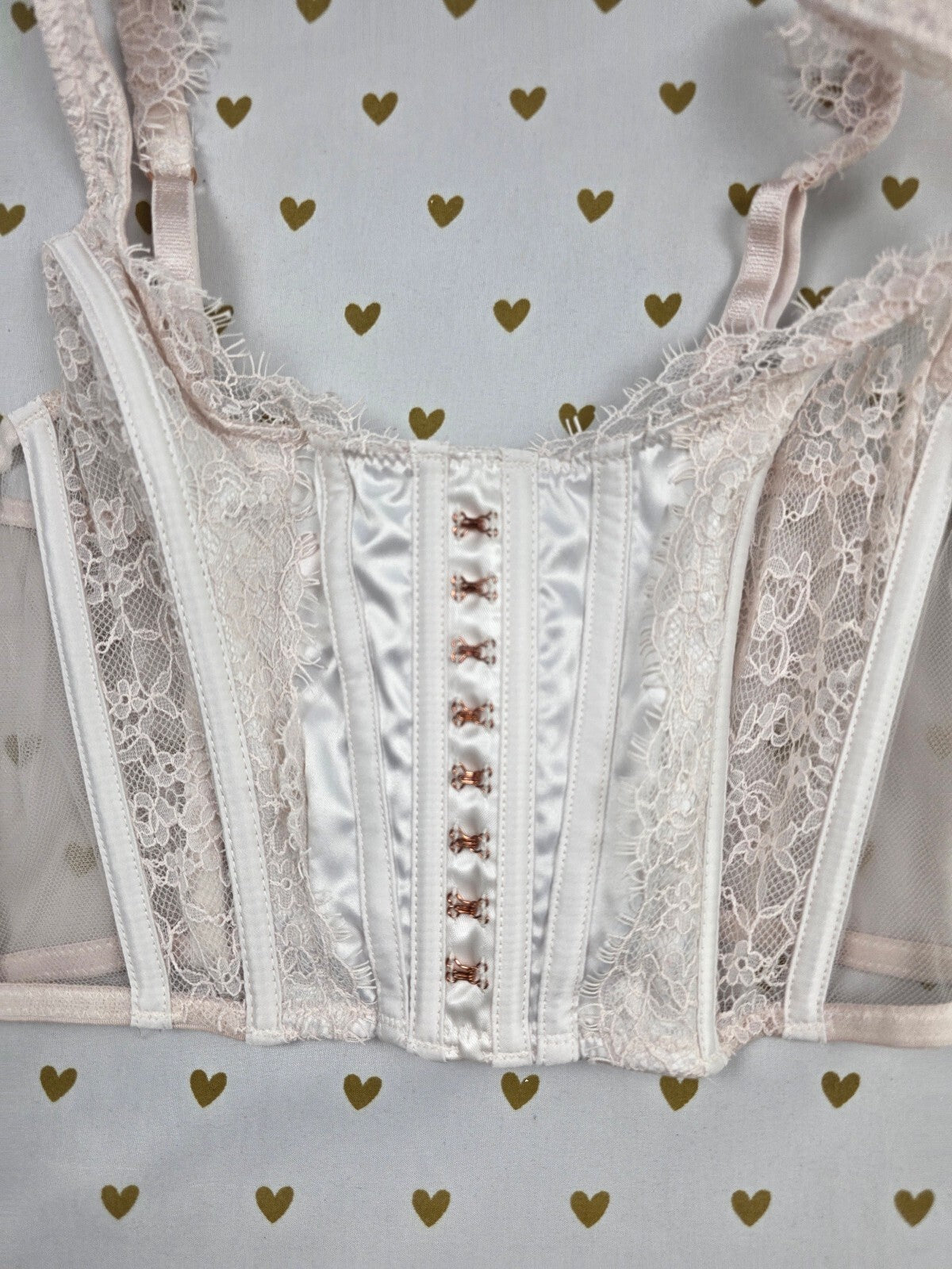 Victorias Secret White Corset Dream Angels Medium Bralette Bra Top Tank