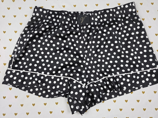 Victorias Secret Satin Black Polka Dot MEDIUM Sleep Shorts Boxers Pajama Bottoms