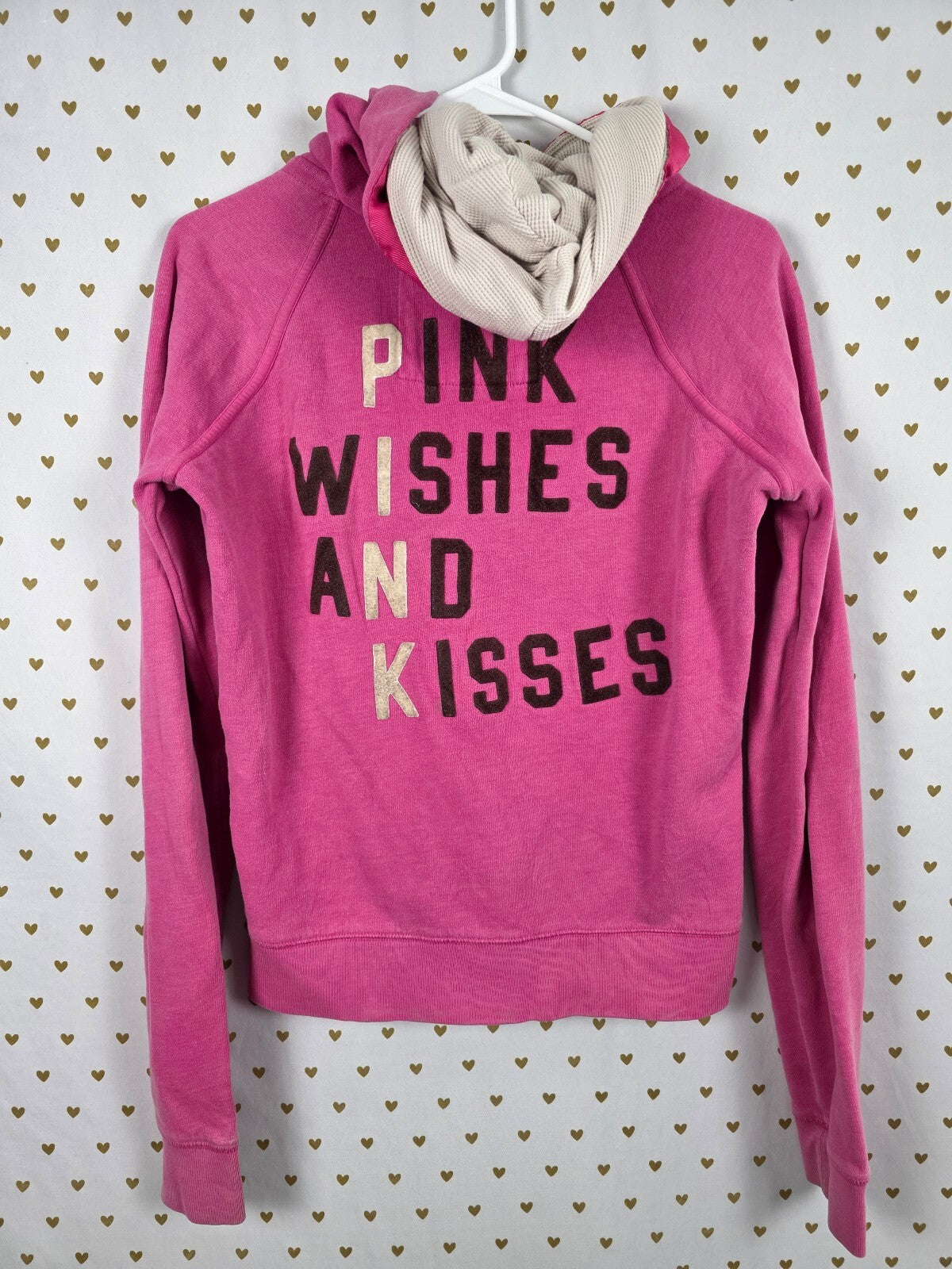 Vintage 2008 Victoria's Secret PINK Wishes Kisses 86 Zip Hoodie M Y2K