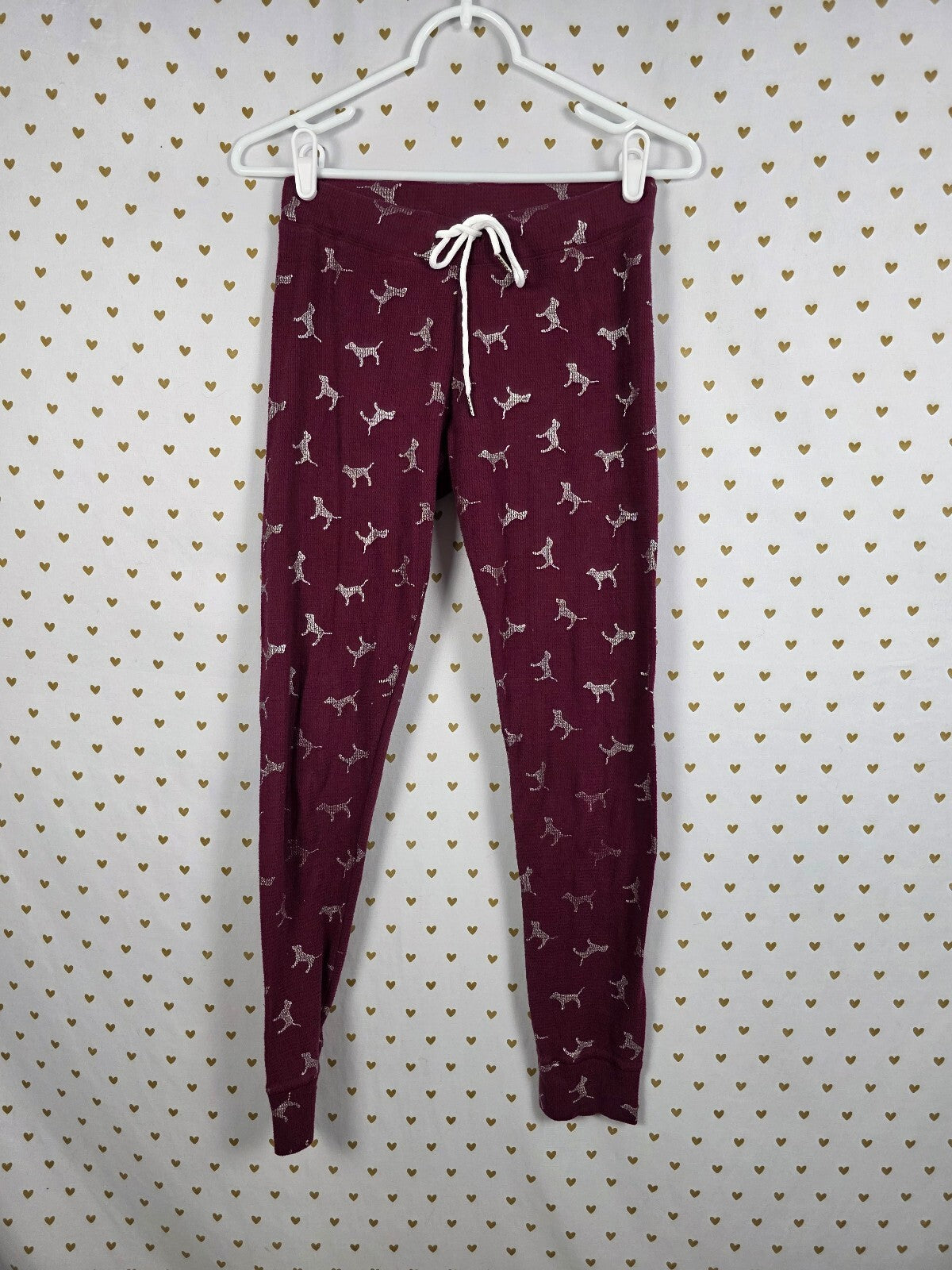 Victorias Secret Pink Maroon Dog logo XS Sleep Pants Pajama PJ Bottoms