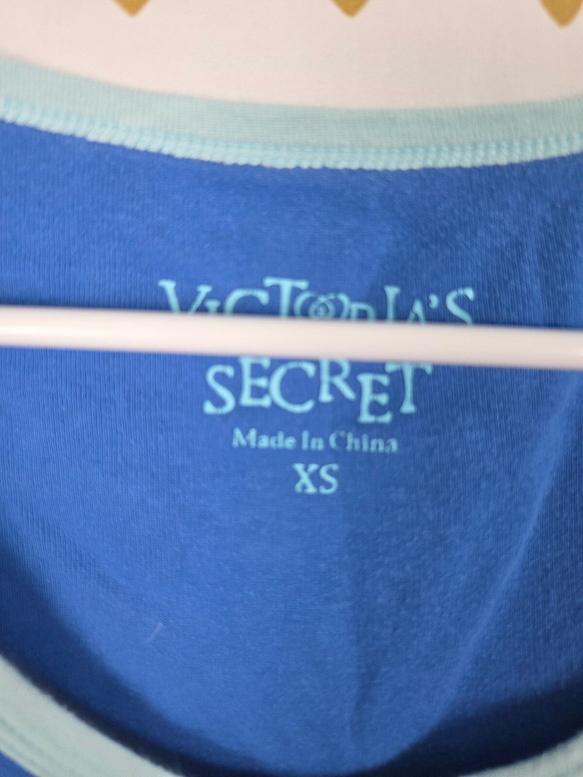 Victorias Secret ANGEL Glitter Logo Long Sleeve Sleep Shirt Blue Nightgown XS