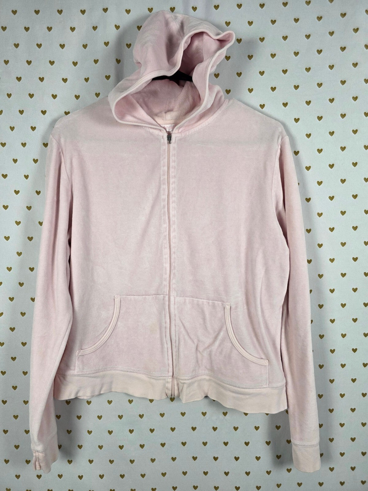 Victorias Secret Pink Vintage Velour Full Zip Y2k Hoodie LARGE Modal '02
