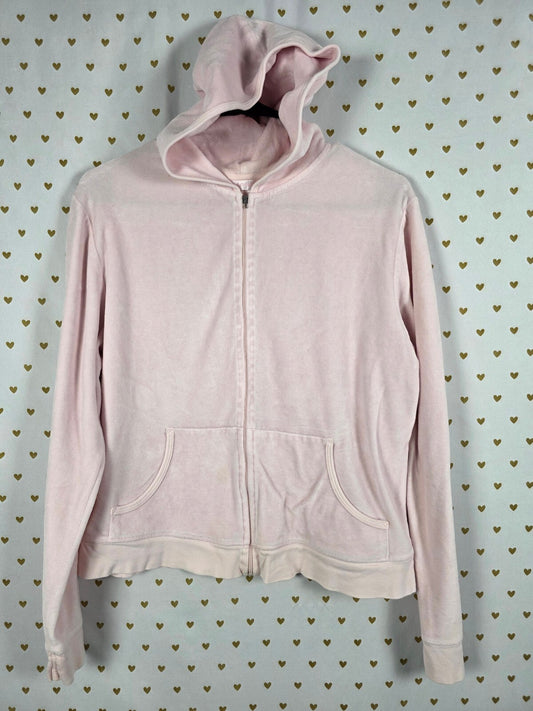 Victorias Secret Pink Vintage Velour Full Zip Y2k Hoodie LARGE Modal '02
