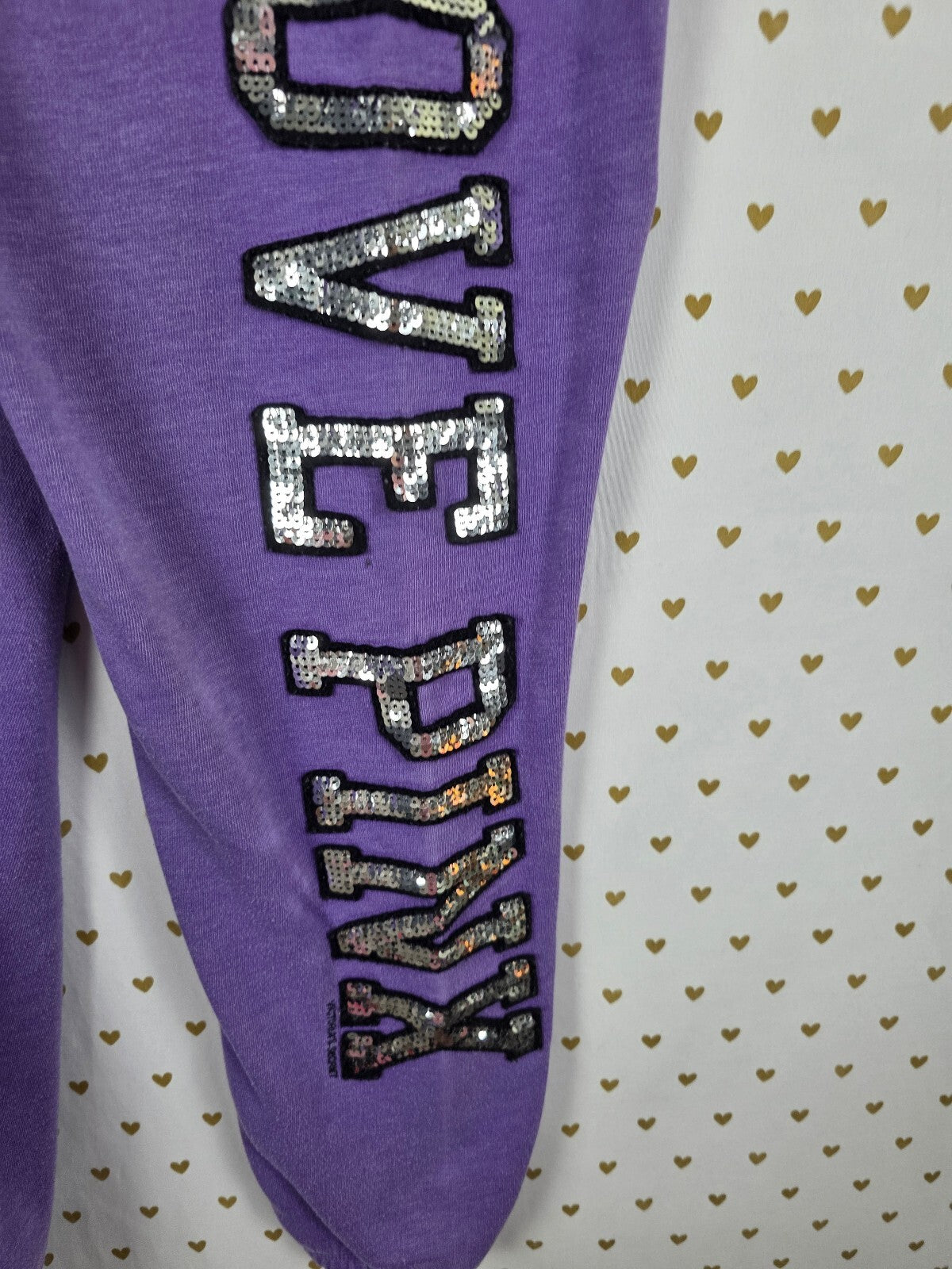 Victorias Secret PINK Vintage Purple Bling Sequined Sweats Sweatpants Y2k Medium