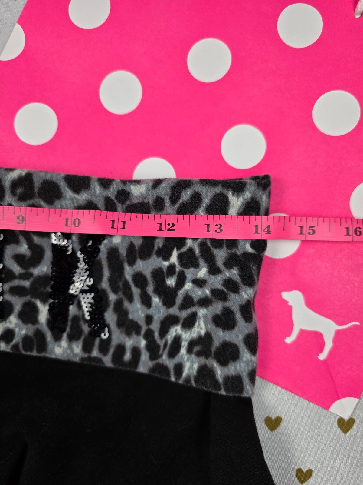 Victorias Secret PINK Bling Sequined Leopard Cheetah Foldover Yoga Shorts SM