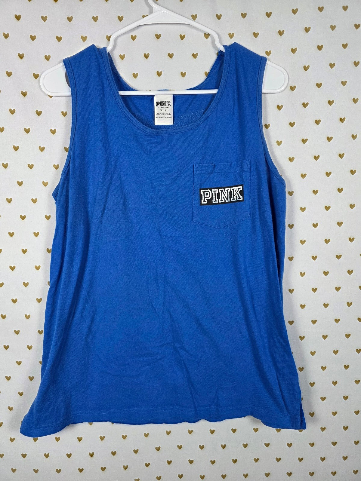 Victorias Secret PINK Blue BLING Sleeveless Tank Top MEDIUM Sequin