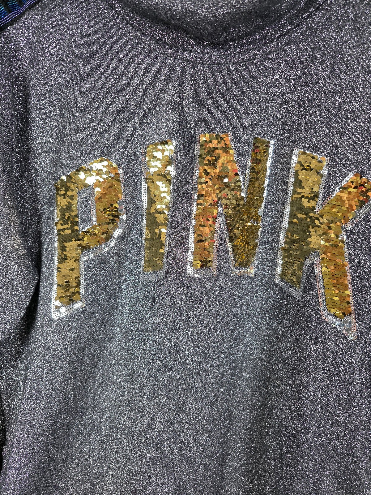 Victoria's Secret PINK Shimmer Flip Sequin Rainbow Sweater Sweats Set SM BLING