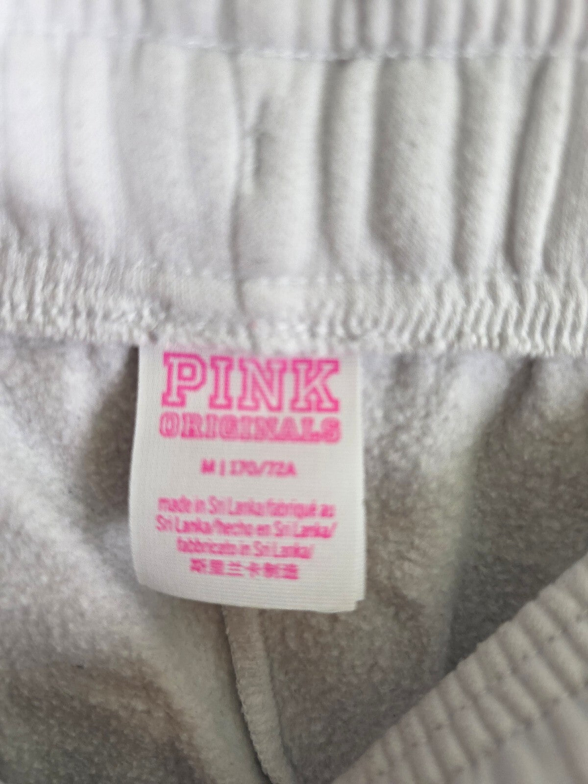 Victorias Secret PINK Campus Originals White Glitter Bling Logo Butt Sweats Med