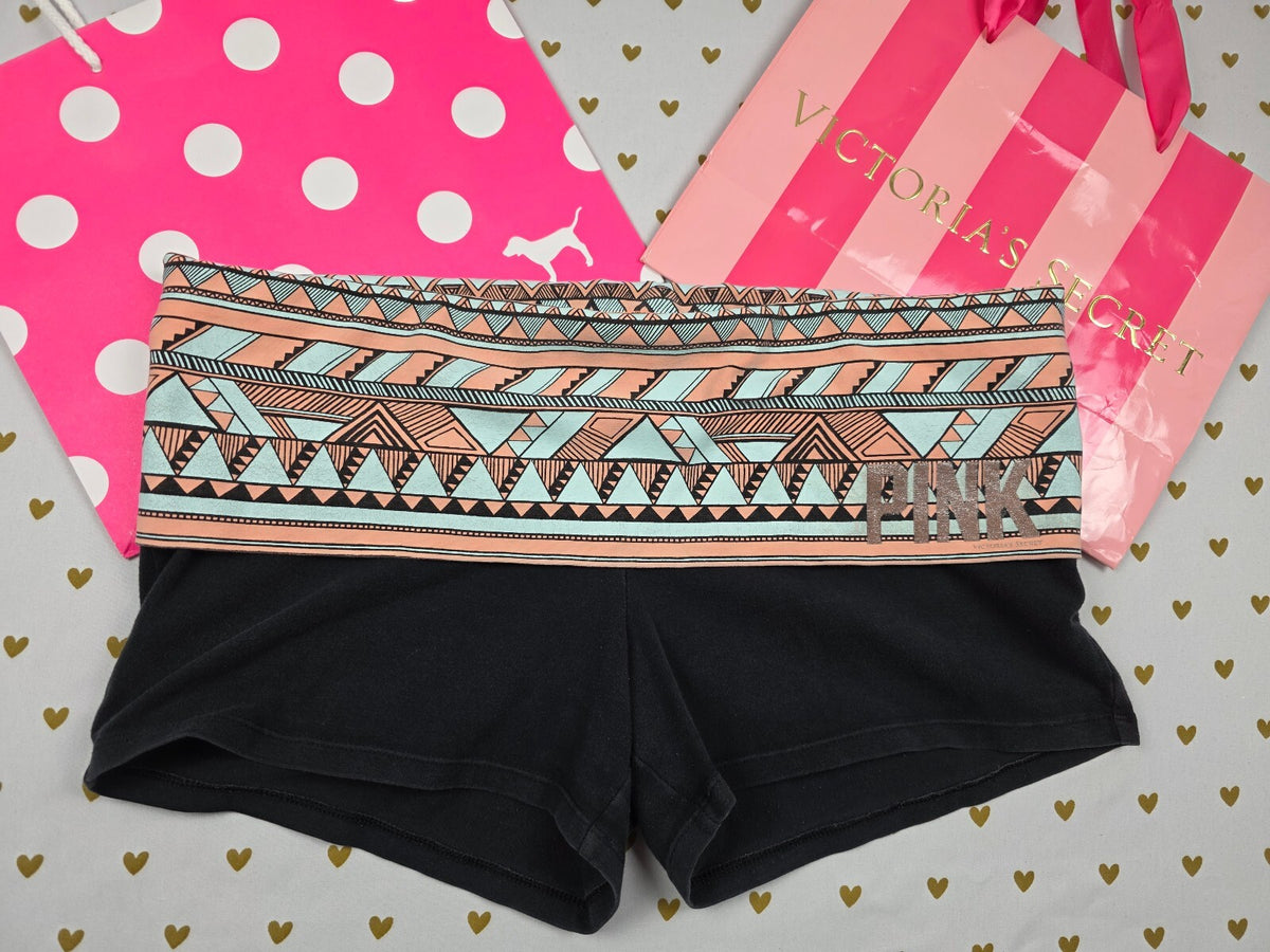 Victorias Secret PINK Aztec Vintage Foldover Yoga Shorts Y2k Large