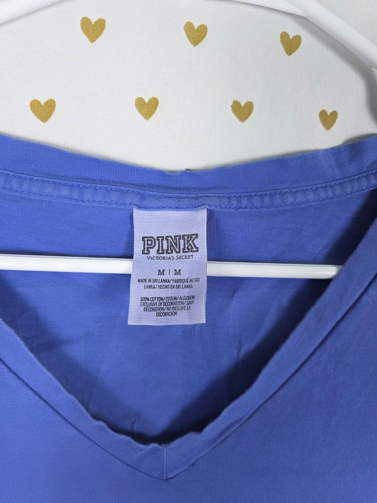 Victorias Secret PINK Blue V neck Pocket Logo Tee shirt Medium