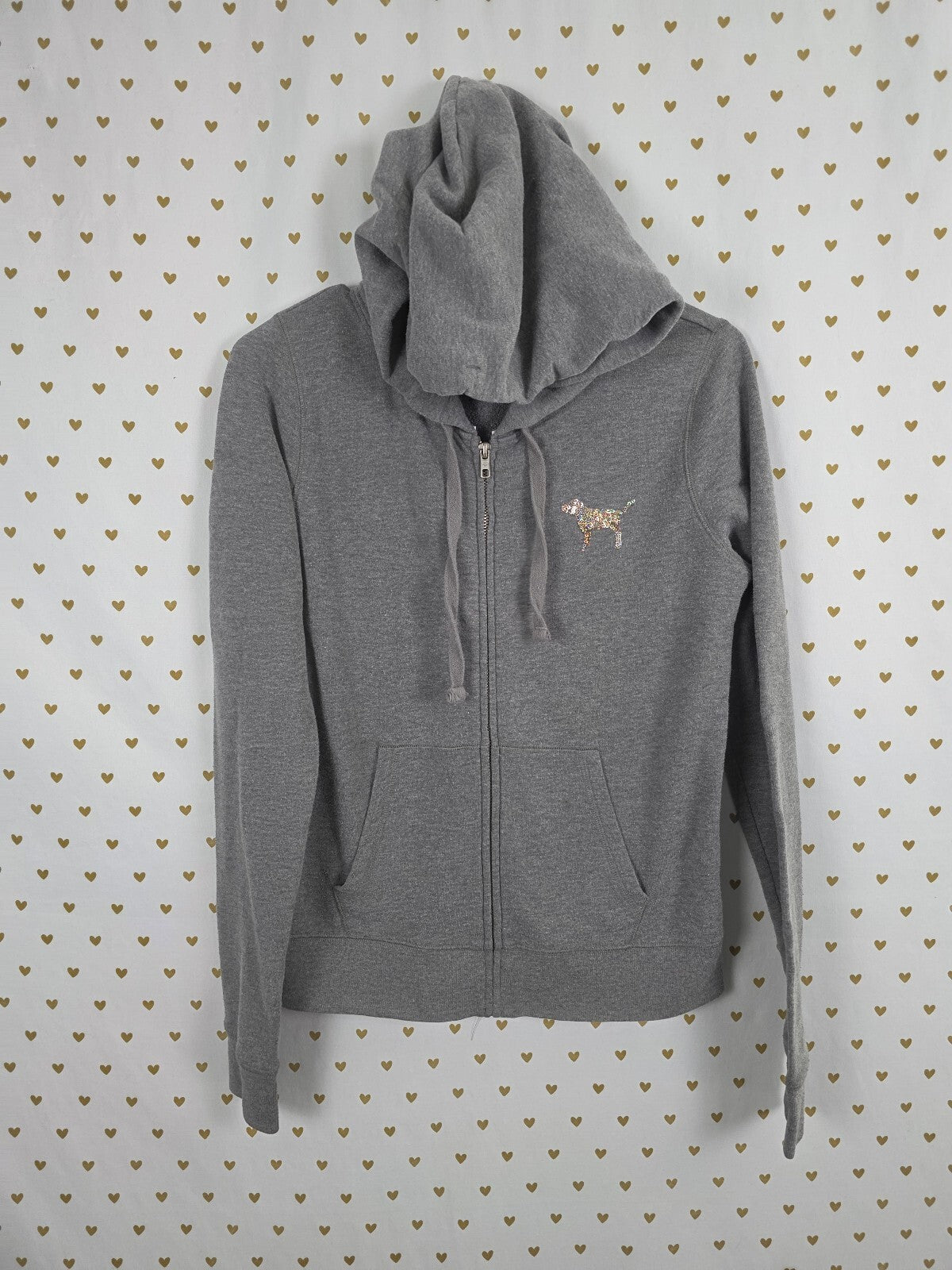 Victorias Secret Pink BLING Sequined Full Zip Hooded Sweater Small