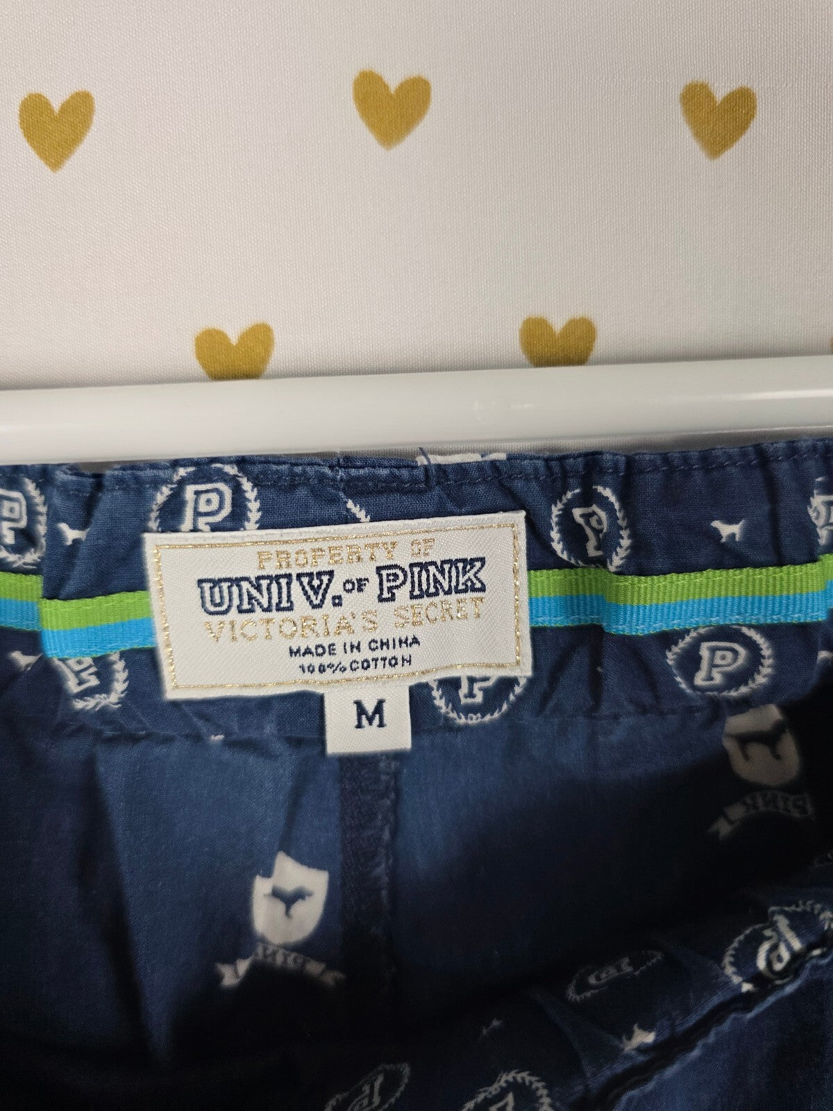 Victoria's Secret PINK University of PINK Pajama Pants Navy Crest M