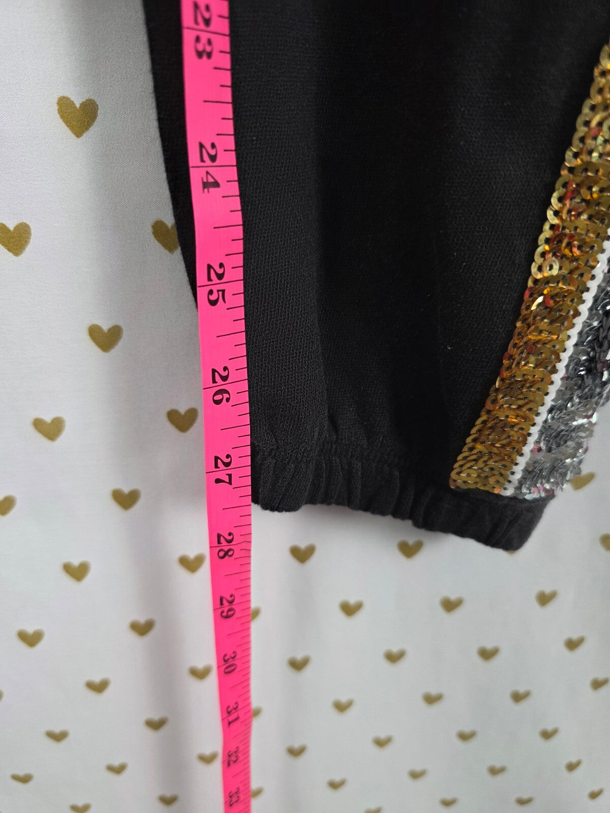 Victorias Secret PINK BLING Stripe Logo Sequined Sweats Sweatpants Black SMALL