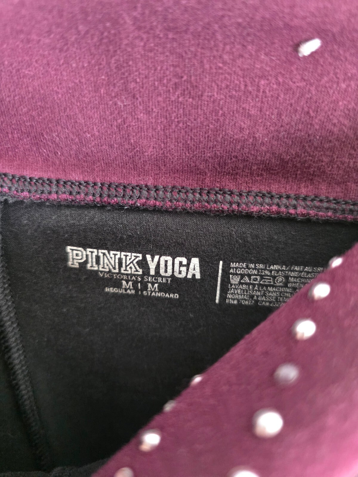 Victorias Secret PINK Vintage Studded Bling Foldover Yoga pants Flare Medium