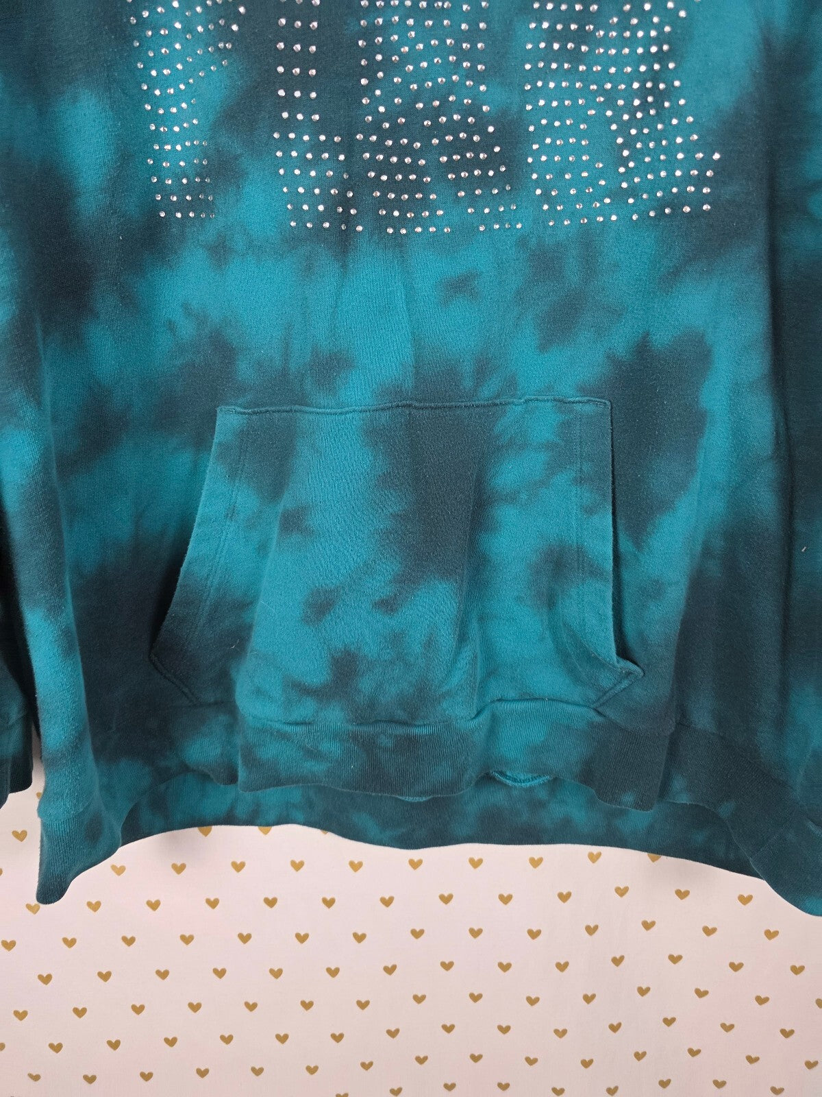 Victorias Secret Pink Pullover Tye Dye Studded Bling Oversized Sweater xl
