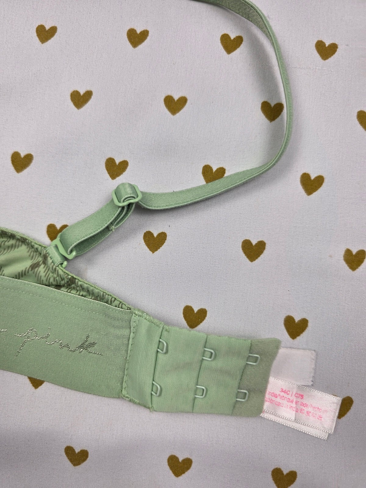 Victorias Secret Pink Plaid Green 34C Wireless Push Up Bra