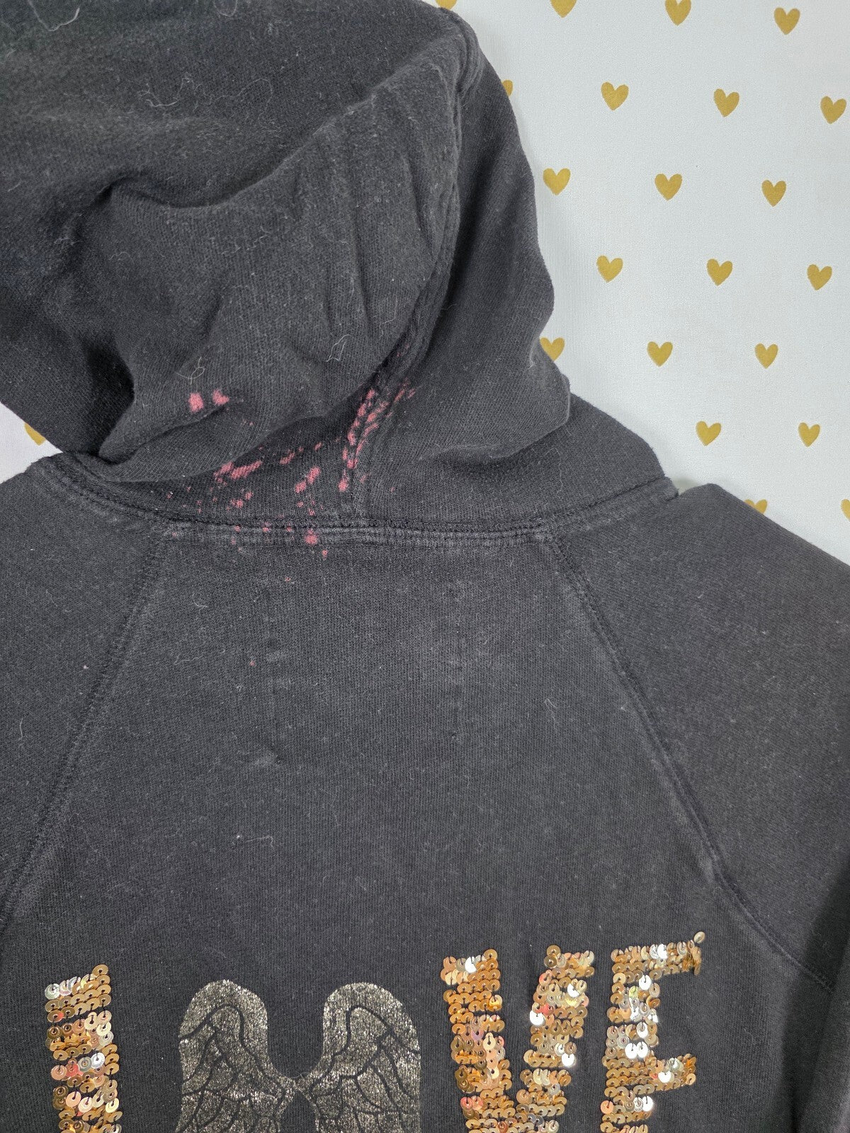 Victorias Secret Angels Black Sequined Wings Full zip Hoodie Jacket Small