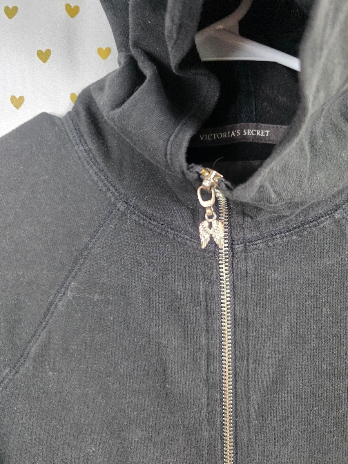 Victorias Secret Angels Black Sequined Wings Full zip Hoodie Jacket Small