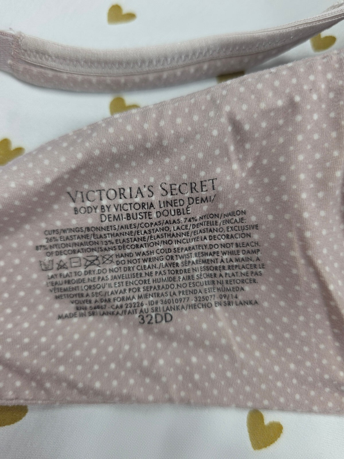 Victorias Secret Polka Dot Lined Demi Balconette Bra 32DD