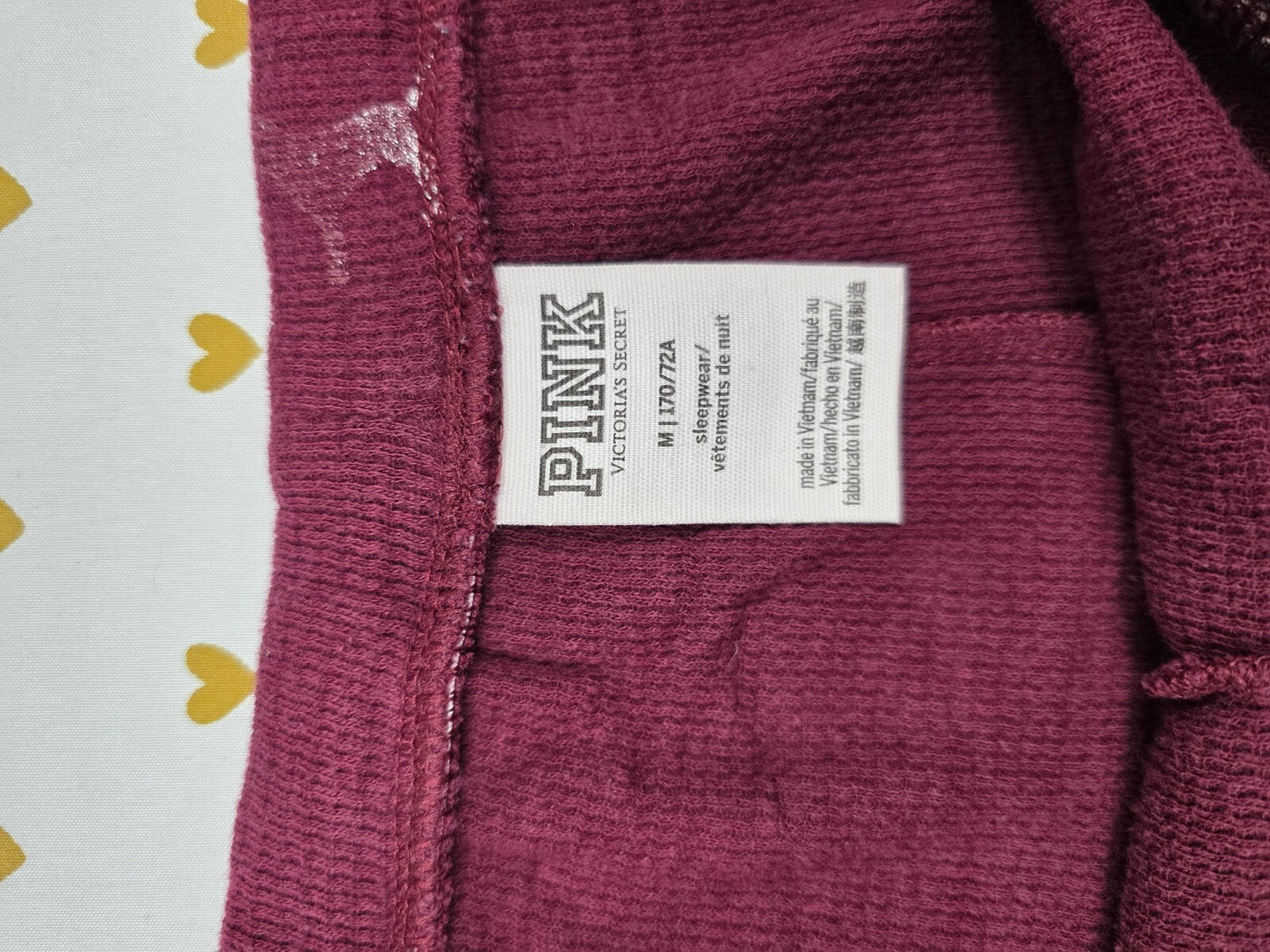 Victorias Secret PINK Ruffled Maroon DOGS Med Sleep Shorts Boxers Pajama Bottoms