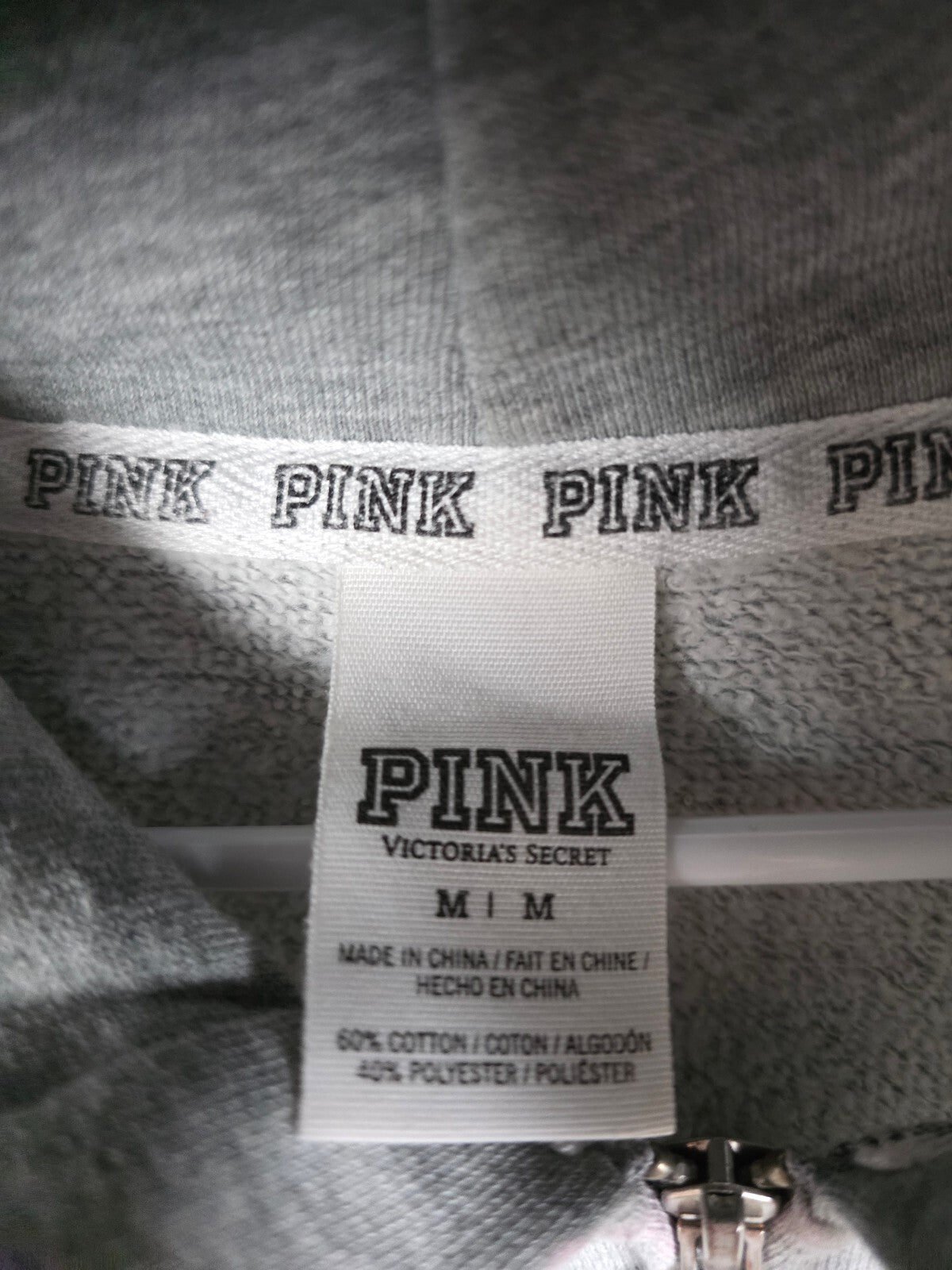 Victoria's Secret PINK Sequin Chevron Hoodie Jogger Set Gray Pink M/XS