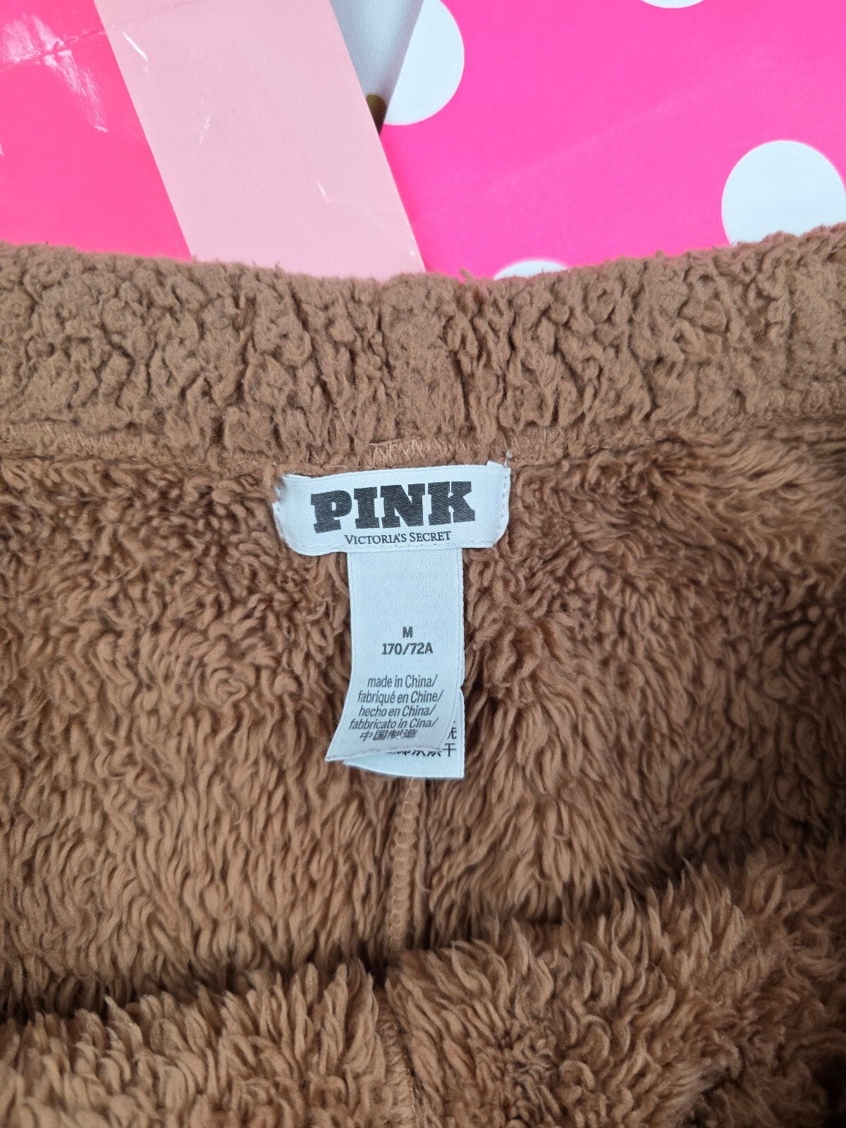 Victoria's Secret PINK Co-Zzzy Sherpa Fuzzy Lounge Shorts M Brown Plush