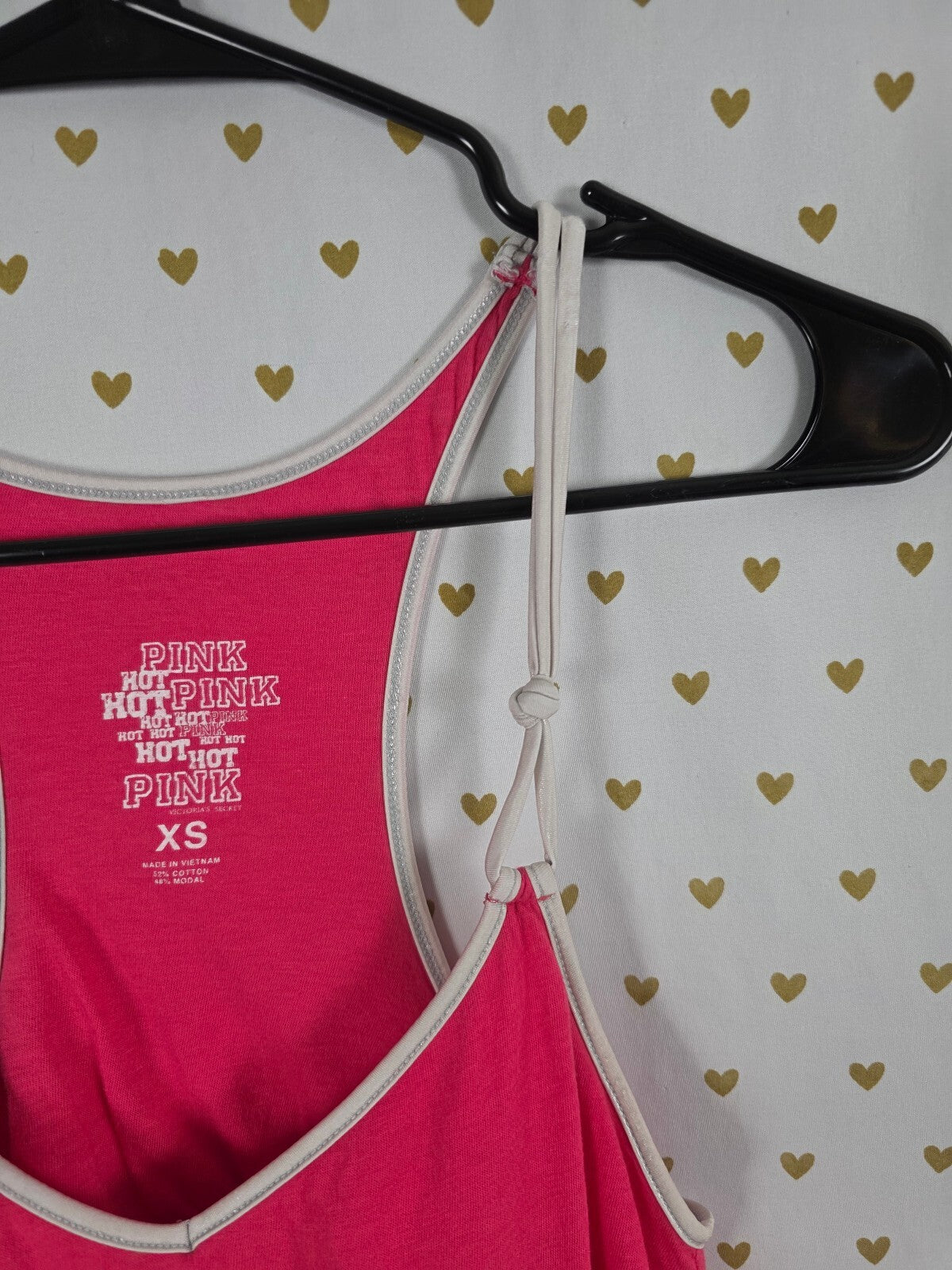 Victoria's Secret PINK SO HOT Tank Top XS Metallic Logo Strappy Racerback Y2K