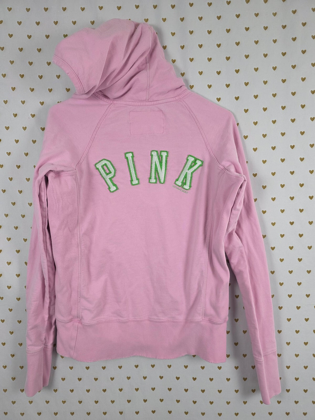 Victorias Secret Pink Vintage Y2k Hooded Sweater Shirt HTF Medium Cotton '05