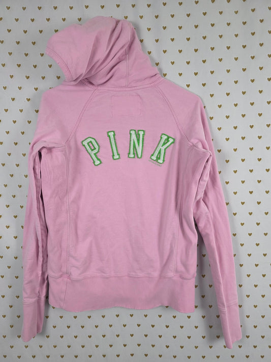 Victorias Secret Pink Vintage Y2k Hooded Sweater Shirt HTF Medium Cotton '05