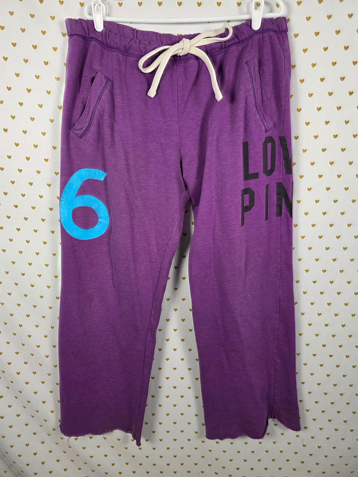 Victorias Secret PINK Vintage Purple boyfriend diaper Butt Sweats Flare Raw Hem