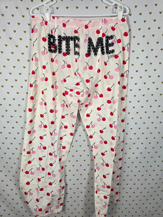 Victorias Secret Vintage PINK DIaper Butt Boyfriend Sleep Pants BITE ME MEDIUM