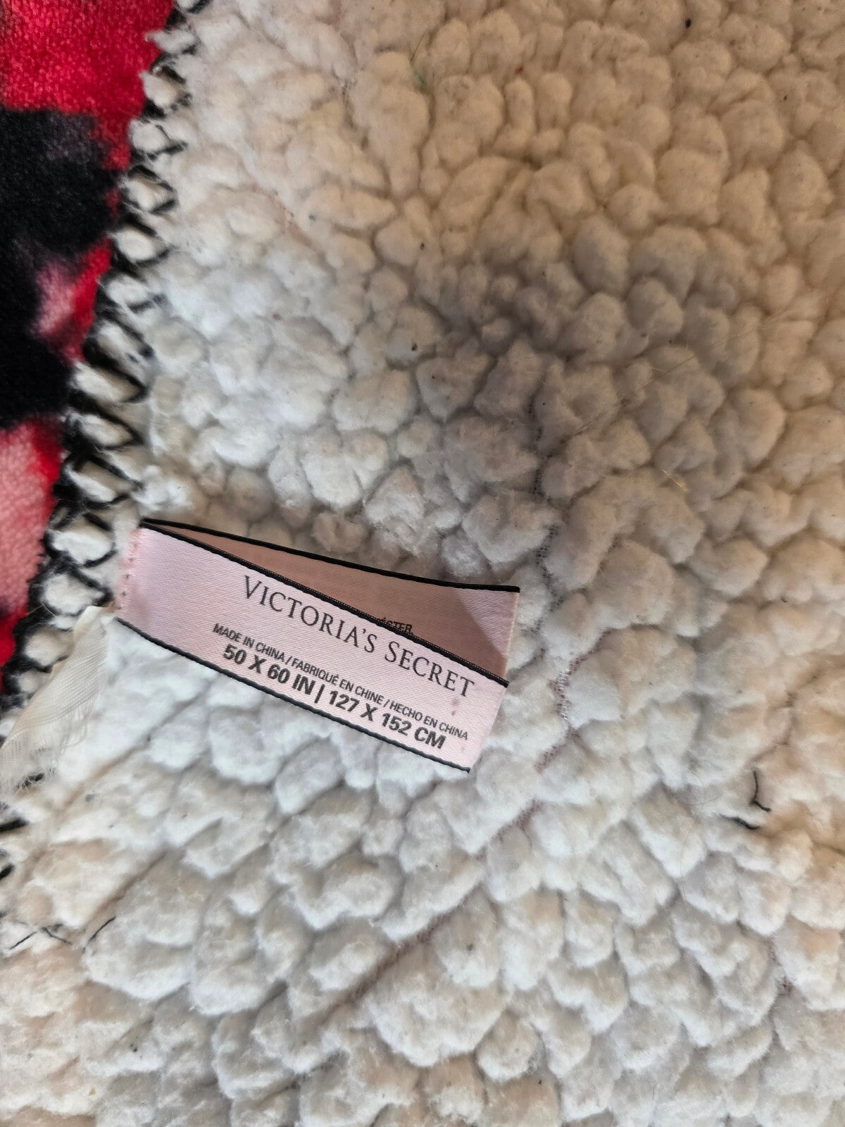 Vintage Victoria's Secret Pink Rose Sherpa Throw Blanket Floral Plush Y2K Rare
