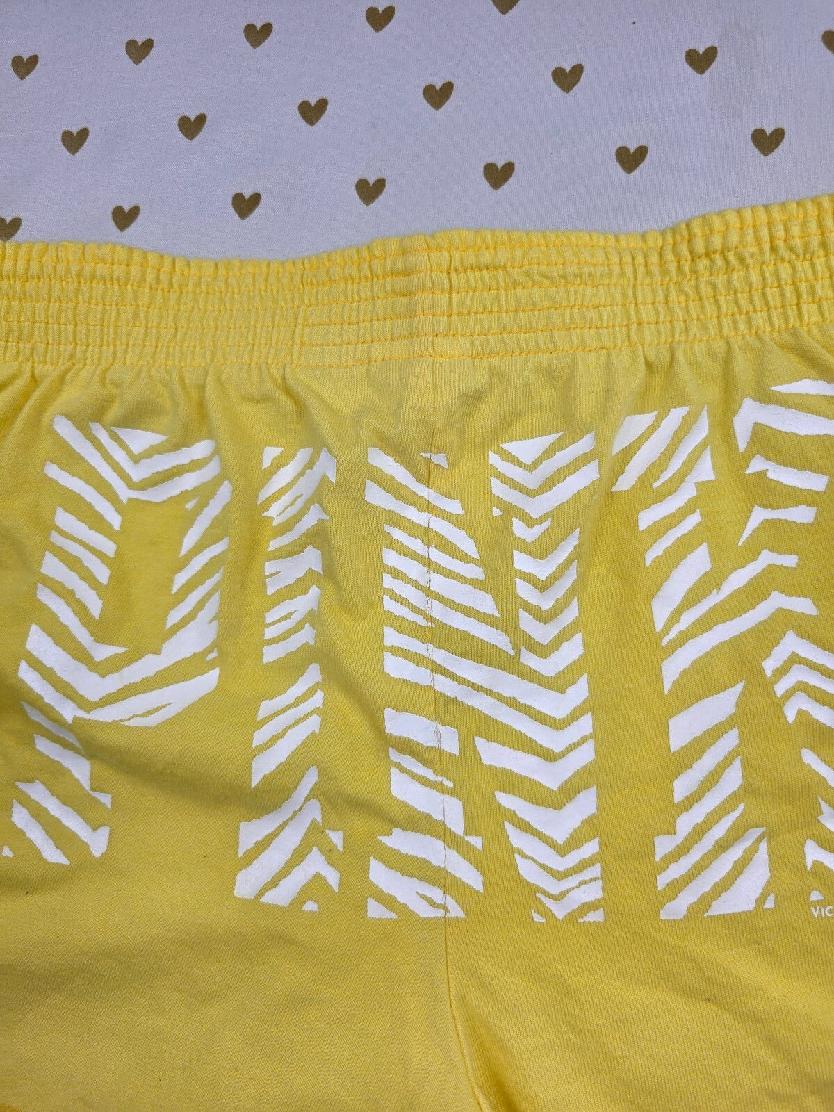 Victorias Secret PINK Vintage Yellow Zebra Y2k Sweat Shorts Logo Butt Large
