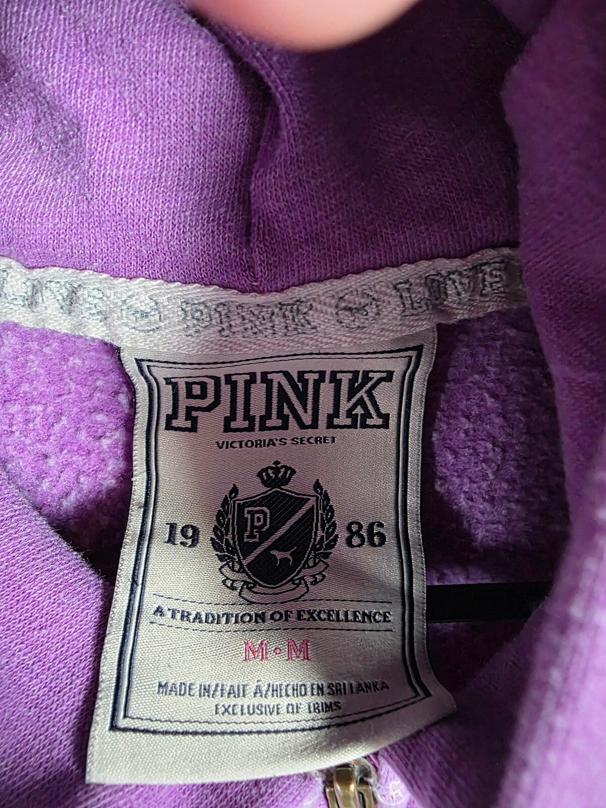 Victorias Secret Pink Vintage Heart Logo Full Zip Y2k Jacket Purple Medium