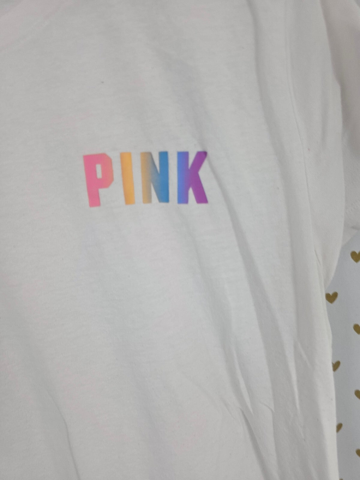 Victorias Secret PINK Rainbow Dog Logo Short Sleeve Tee XL