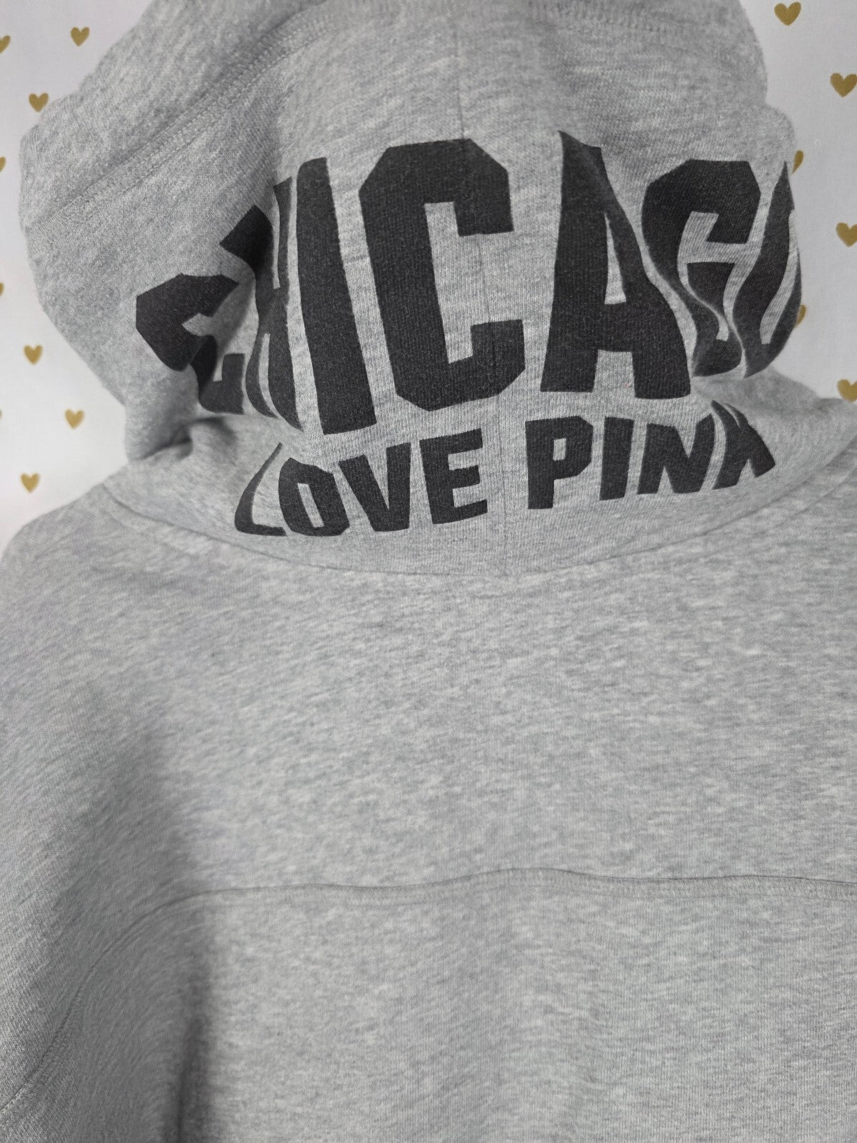 PINK Victoria's Secret Chicago Skyline Gray Cowl Neck Hoodie Sweatshirt XS