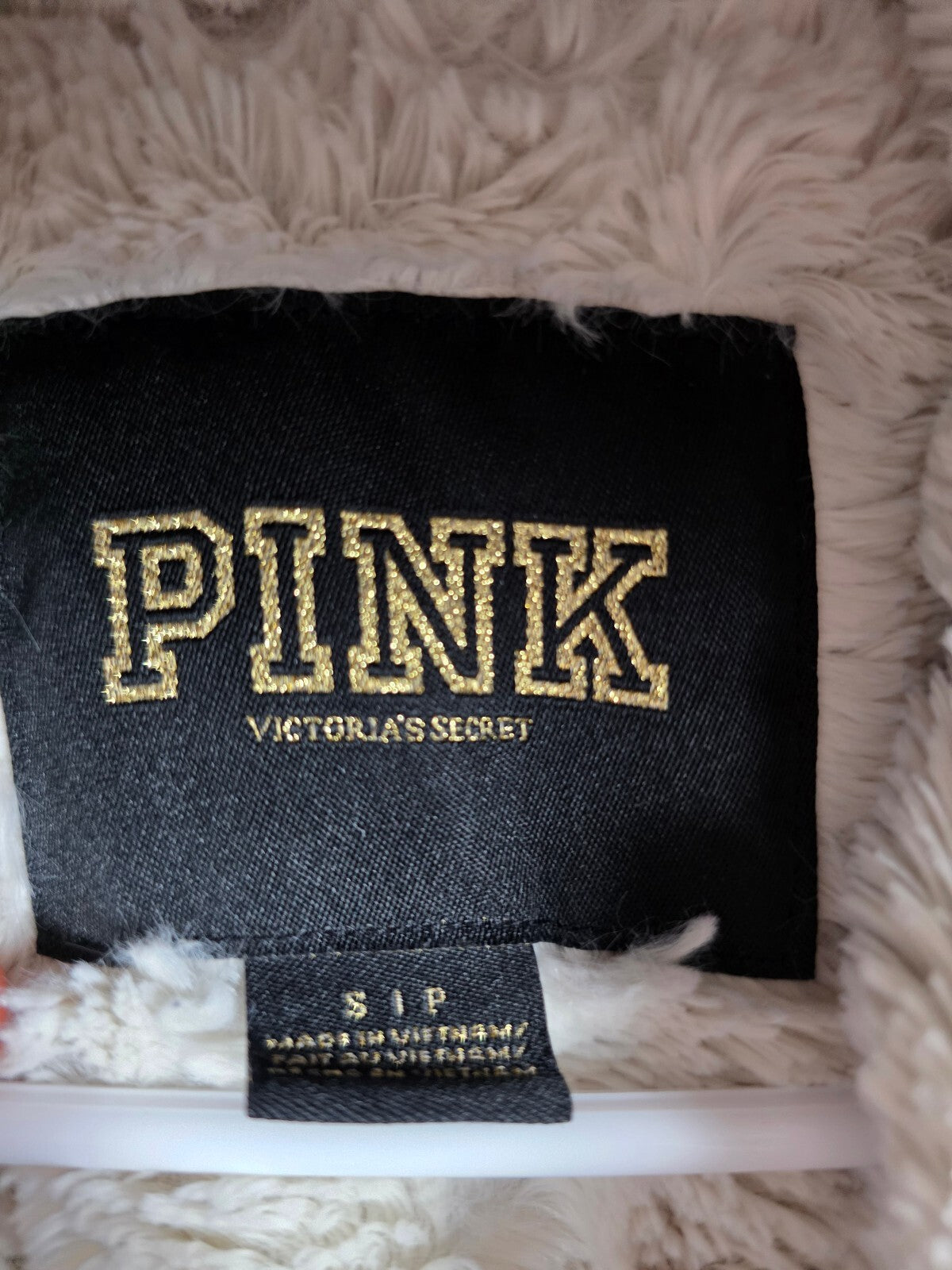 Victorias Secret Pink Grey FUR LINED Hoodie Jacket BLING MEDMAID Sequined S