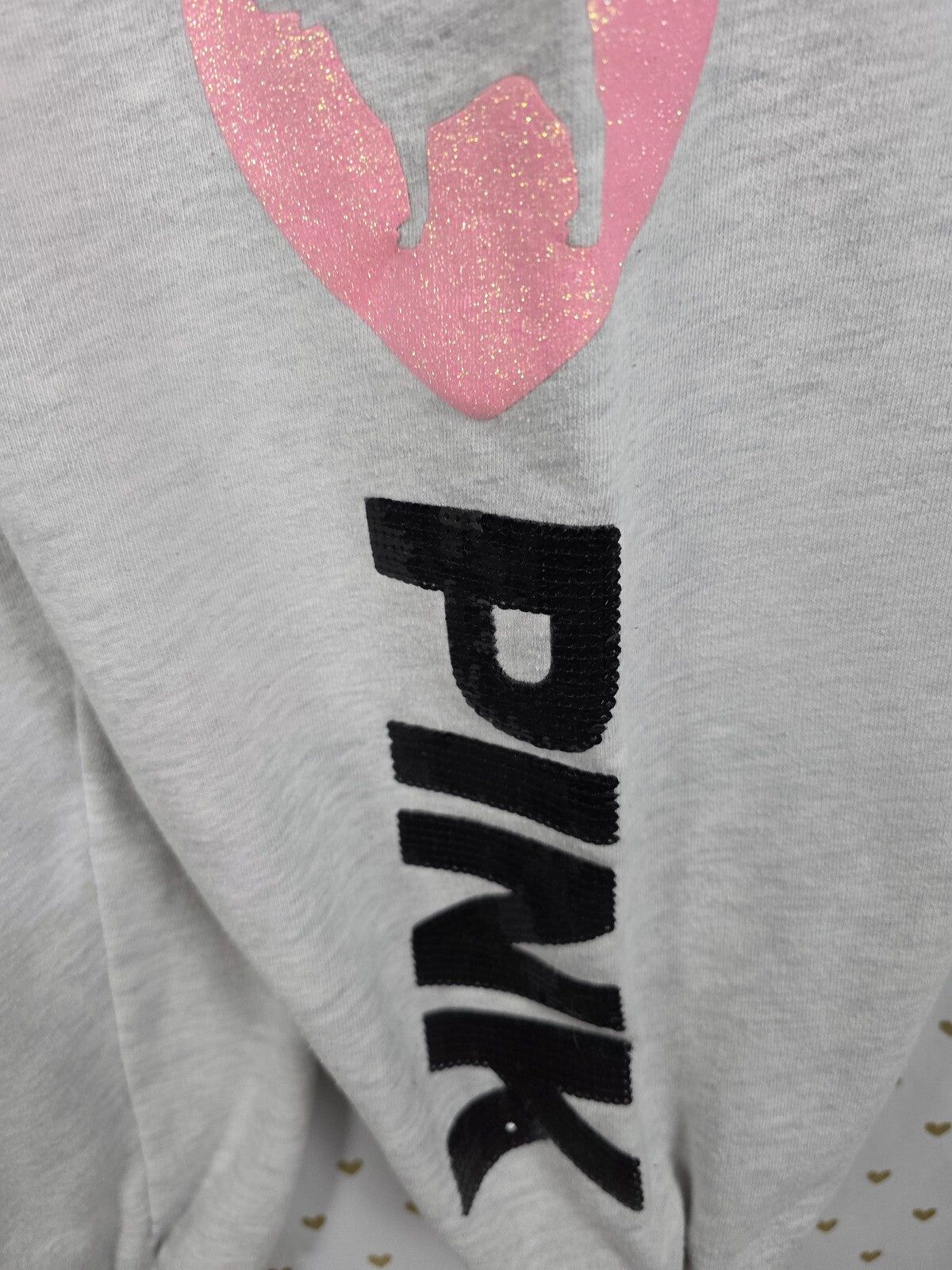 Victorias Secret PINK Campus Originals Sweats Sweatpants BLING Heart 2XL XXL