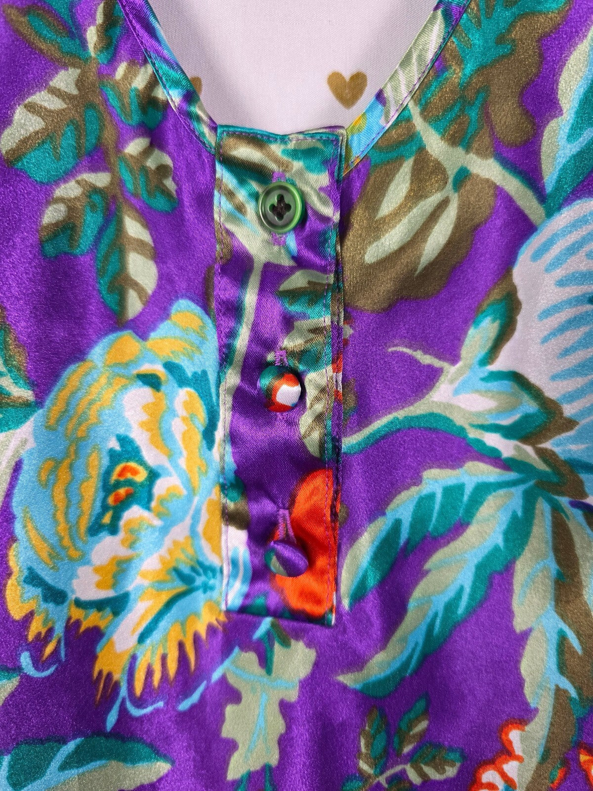 Victorias Secret Vintage gold Label satin Floral Tank Top V neck Cami Purple SM