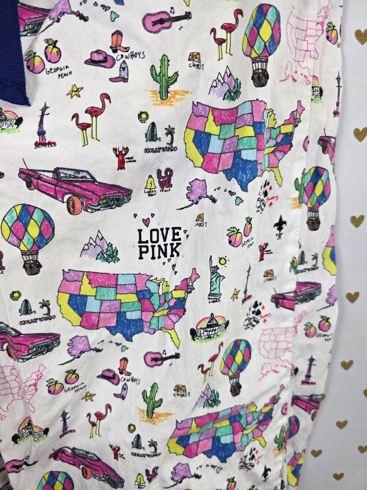 Victoria’s Secret PINK Love PINK USA Map Travel Pajama Pants S HTF