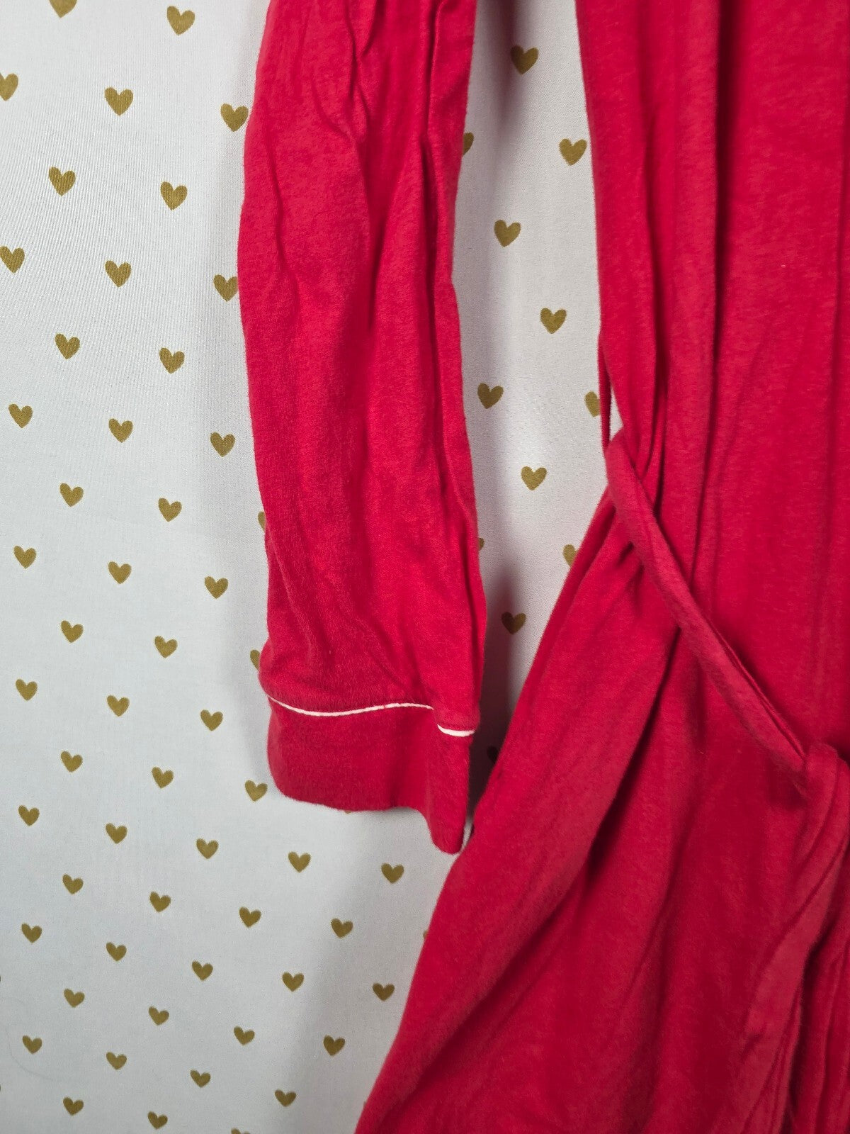 Victorias Secret Red 100% Cotton Vintage Robe Wrap Lounge Small