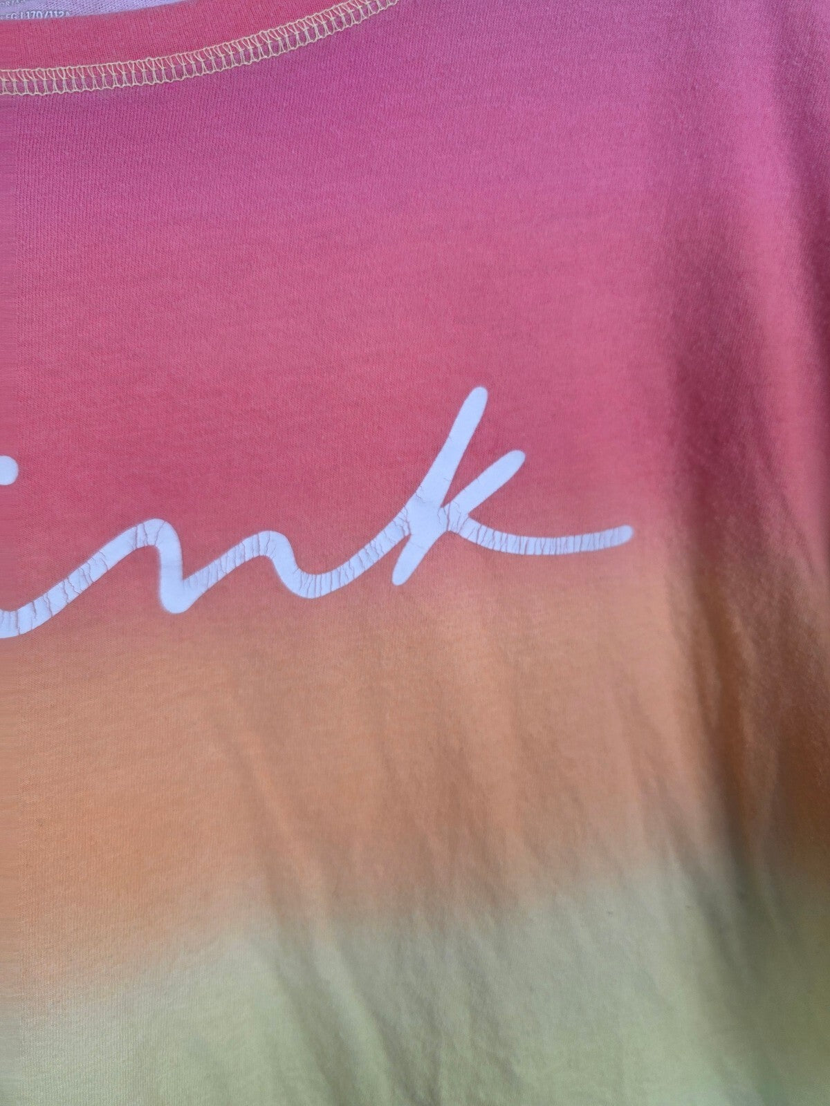 Victorias Secret PINK Rainbow Oversized Logo Tee shirt XL